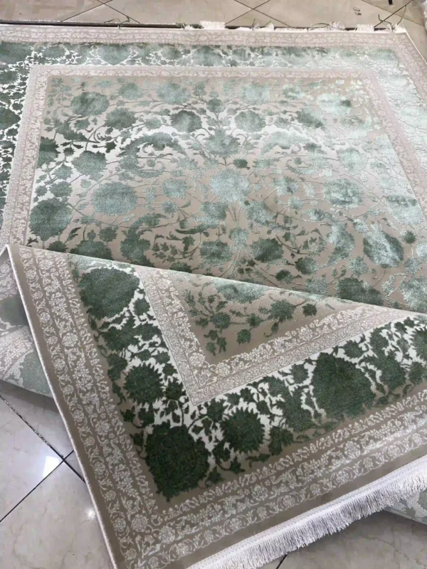 فرش افشان کالکشن رویال نسکافه ای سبز1200شانه