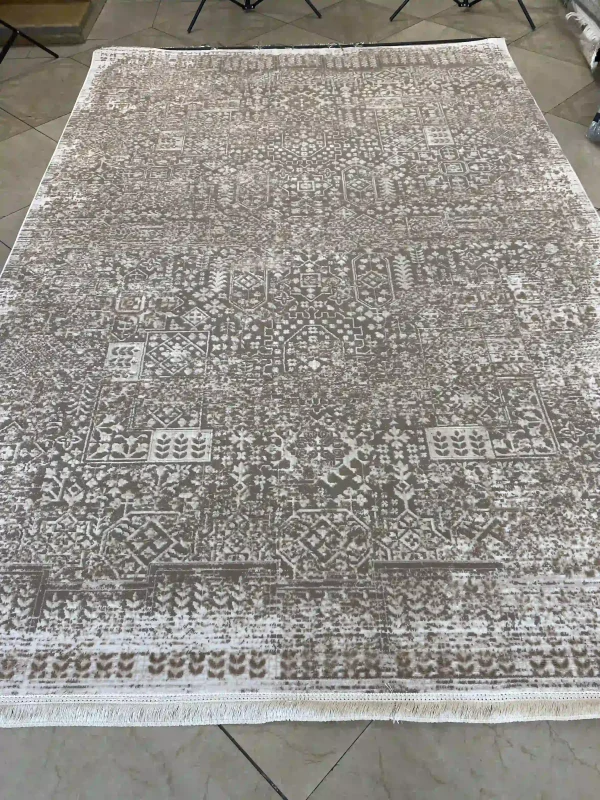 فرش مدرن ابرو بادی کرم  نسکافه ای