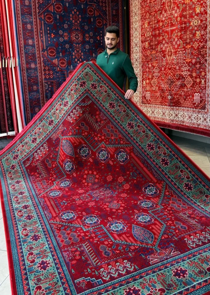 فرش طرح درختی لاکی سبز