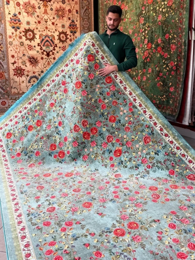 فرش با رنگ ماچا ببابافرش