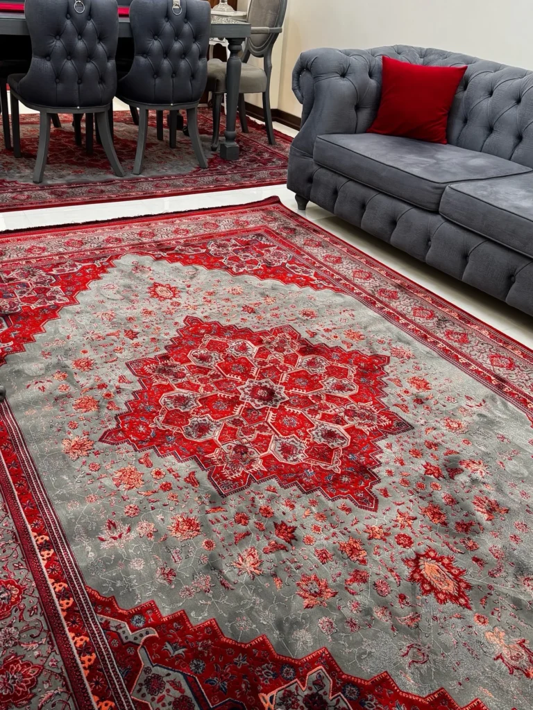 فرش طرح هریس لاکی طوسی کدdlm
