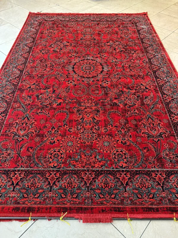 فرش طرح افشان فرانسوی کد HM5128a با زمینه قرمز
