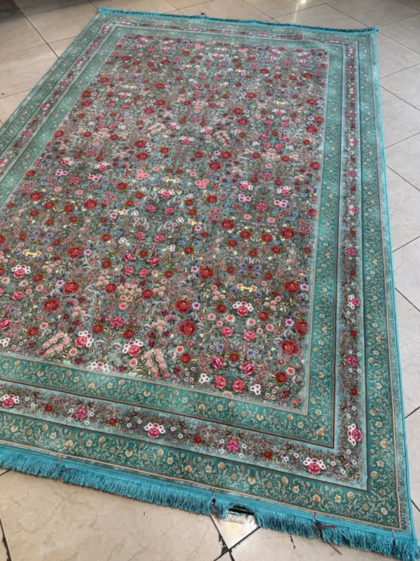 نقشه گل مهر سبز کد 1178 با بافت ۱۲۴۰ شانه و زمینه فیروزهای
